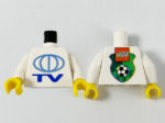 973pb0025ac01 - Torso TV Globe Big Pattern - LEGO Soccer Logo on Back / White Arms / Yellow Hands