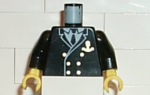 973pb0049c01 - Torso Boat Captain, Suit Double Breasted and Gold Anchor Logo Pattern / Black Arms / Yellow Hands
