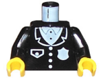 973pb0091c01 - Torso Police Suit with White Badge and Pocket Pattern / Black Arms / Yellow Hands