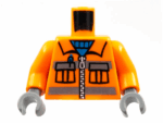 973pb0263c02 - Torso Town Construction Zipper Vest with Pockets and Blue Shirt Pattern / Orange Arms / Dark Bluish Gray Hands