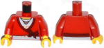973pb0580c01 - Torso Sweater Cropped with Bow, Heart Necklace Pattern / Red Arms / Yellow Hands