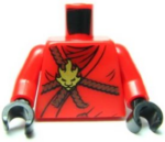 973pb0832c01 - Torso Ninjago Brown Rope, Gold Medallion and Dark Red Undershirt Pattern / Red Arms / Black Hands