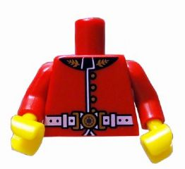 973pb0927c01 - Torso Royal Guard Uniform with Gold Buttons and White Belt Pattern / Red Arms / Yellow Hands