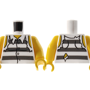 973pb0987c01 - Torso Town Prisoner Shirt with Prison Stripes and Torn out Sleeves Pattern / Yellow Arms / Yellow Hands