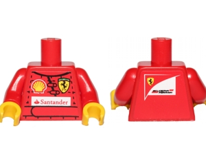 973pb1701c01 - Torso Racers Ferrari/Shell, Santander Logo Front, Scuderia Ferrari Logo Back Pattern (Stickers) / Red Arms / Yellow Hands