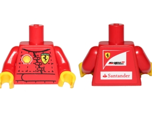 973pb1702c01 - Torso Racers Ferrari/Shell Logo Front, Scuderia Ferrari, Santander Logo Back Pattern (Stickers) / Red Arms / Yellow Hands