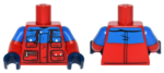 973pb2393c01 - Torso Winter Jacket with Blue Panel, 4 Pockets with Snaps and Zipper Pattern / Red Arms with Blue Short Sleeves Pattern / Dark Blue Hands