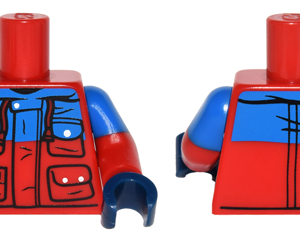 973pb2393c01 - Torso Winter Jacket with Blue Panel, 4 Pockets with Snaps and Zipper Pattern / Red Arms with Blue Short Sleeves Pattern / Dark Blue Hands