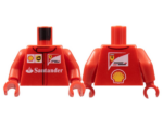 973pb2478c01 - Torso Speed Champions with Shell, UPS, Ferrari and White Santander Logo Front, Ferrari and Shell Logos Back Pattern / Red Arms / Red Hands