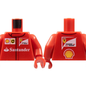 973pb2478c01 - Torso Speed Champions with Shell, UPS, Ferrari and White Santander Logo Front, Ferrari and Shell Logos Back Pattern / Red Arms / Red Hands