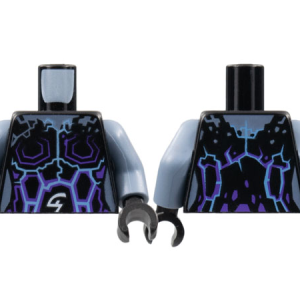 973pb2728c01 - Torso Female Outline with Dark Purple and Bright Light Blue Rock/Lightning Effect and White Arcane Symbols Pattern / Sand Blue Arms / Black Hands