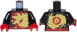973pb3200c01 - Torso Ninja Robe with Red Belt and Sash and Spinjitzu Fire Burst Pattern / Black Arms / Red Hands
