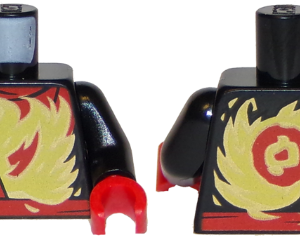 973pb3200c01 - Torso Ninja Robe with Red Belt and Sash and Spinjitzu Fire Burst Pattern / Black Arms / Red Hands
