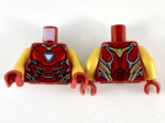 973pb3503c01 - Torso Armor, Bright Light Blue Triangular Arc Reactor, Silver and Gold Trim Pattern / Pearl Gold Arms / Dark Red Hands