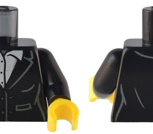 973pb4387c02 - Torso Female Suit Jacket, White Button Up Shirt Pattern / Black Arms / Yellow Hands