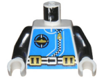 973px170c01 - Torso Aquazone Aquanaut Sub Logo, Zipper, and Weight Belt Pattern / Black Arms / White Hands