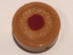 98138pb057 - Tile, Round 1 x 1 with Dark Orange Circle, White Spots and Dark Red Spot Pattern