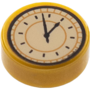 98138pb259 - Tile, Round 1 x 1 with Clock Pattern