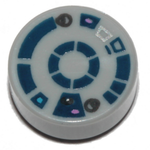 98138pb306 - Tile, Round 1 x 1 with Dark Blue R2-D2 Astromech Droid Pattern