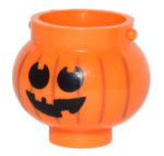 98374pb03 - Minifigure, Utensil Pot Small with Handle Holders and Pumpkin Jack O' Lantern with Round Eyes Pattern