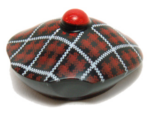 99246pb01 - Minifigure, Headgear Hat, Scottish Tam o'Shanter with Red and White Tartan Pattern