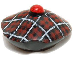 99246pb01 - Minifigure, Headgear Hat, Scottish Tam o'Shanter with Red and White Tartan Pattern