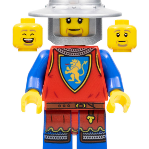 cas562 - Lion Knight - Male, Flat Silver Broad Brim Helmet