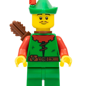 cas571 - Forestman - Red, Green Hat, Red Feather, Quiver, Moustache