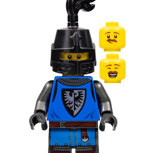cas576 - Black Falcon - Male, Pearl Dark Gray Detailed Legs, Black Helmet with Eye Slit, Black Plume