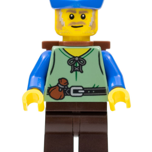 cas579 - Peasant - Male, Dark Brown Legs, Blue Hat, D-Basket