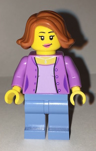 cty0666 - Medium Lavender Jacket over Lavender Shirt, Medium Blue Legs, Dark Orange Female Hair Short Swept Sideways