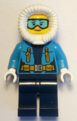 cty0926 - Arctic Explorer Female - Fur-Lined Hood, Light Blue Ski Goggles