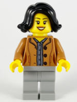 hol188 - Woman, Black Hair, Medium Nougat Jacket, Dark Bluish Gray Shirt, Light Bluish Gray Legs