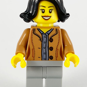 hol188 - Woman, Black Hair, Medium Nougat Jacket, Dark Bluish Gray Shirt, Light Bluish Gray Legs
