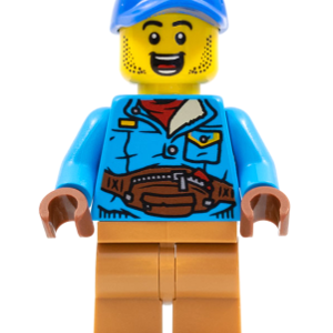 hol263 - Man, Blue Cap, Dark Azure Jacket, Medium Nougat Legs