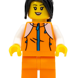 hol266 - Woman, Orange Tracksuit, Long Black Hair