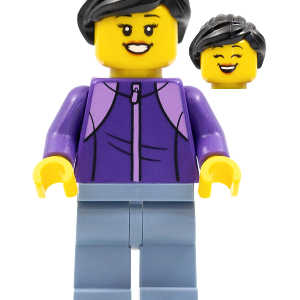 hol277 - Woman, Black Hair, Dark Purple Jacket, Sand Blue Legs, Ice Skates