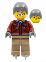 hol281 - Man, Dark Red Jacket, Dark Tan Legs, Dark Bluish Gray Beanie, Ice Skates