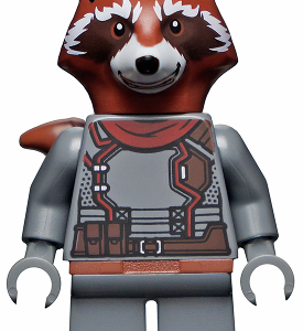 sh742 - Rocket Raccoon - Dark Bluish Gray Outfit, Reddish Brown Head
