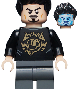 sh747 - Tony Stark - Black Top with Gold Pattern