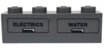 3010pb052L - Brick 1 x 4 with Black 'ELECTRICS' and 'WATER' Pattern (Sticker) - Set 7938
