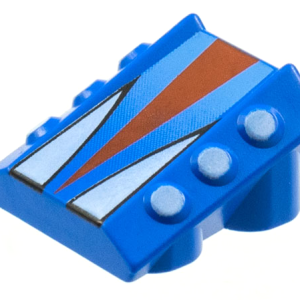 30603pb03 - Brick, Modified 2 x 2 No Studs, Sloped with 6 Side Pistons Raised and Red and White Triangles Pattern
