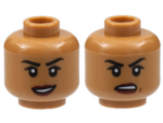 3626cpb2883 - Minifigure, Head Dual Sided Female, Black Eyebrows, Dark Red Lips, Smile / Frown Pattern - Hollow Stud