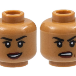 3626cpb2883 - Minifigure, Head Dual Sided Female, Black Eyebrows, Dark Red Lips, Smile / Frown Pattern - Hollow Stud