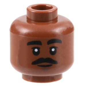 3626cpb3155 - Minifigure, Head Black Eyebrows and Moustache, Chin Dimple, Smile Pattern - Hollow Stud