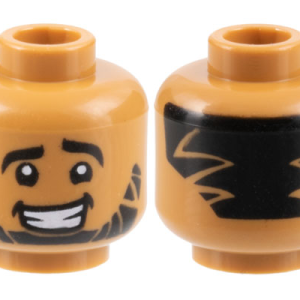 3626cpb3158 - Minifigure, Head Black Eyebrows, Full Beard, Hair on Back, Zigzag Styling Pattern - Hollow Stud