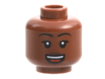 3626cpb3175 - Minifigure, Head Female Black Eyebrows, Dark Brown Lips, Open Mouth Smile with Teeth and Tongue Pattern - Hollow Stud