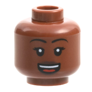 3626cpb3175 - Minifigure, Head Female Black Eyebrows, Dark Brown Lips, Open Mouth Smile with Teeth and Tongue Pattern - Hollow Stud
