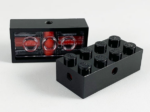 7049b - Brick, Modified 2 x 4 with Wheels Holder, Trans-Clear Bottom