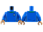 973pb4962c01 - Torso Soccer Uniform, Bright Green Collar, White and Dark Blue Side Stripes, Soccer Ball on Brick Logo Pattern / Blue Arms / Medium Nougat Hands